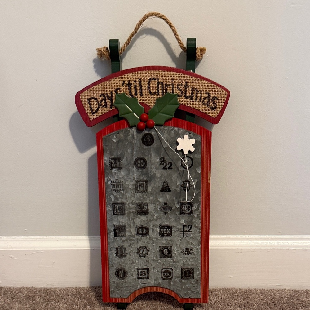 Red and Green Sled Christmas Countdown Calendar
